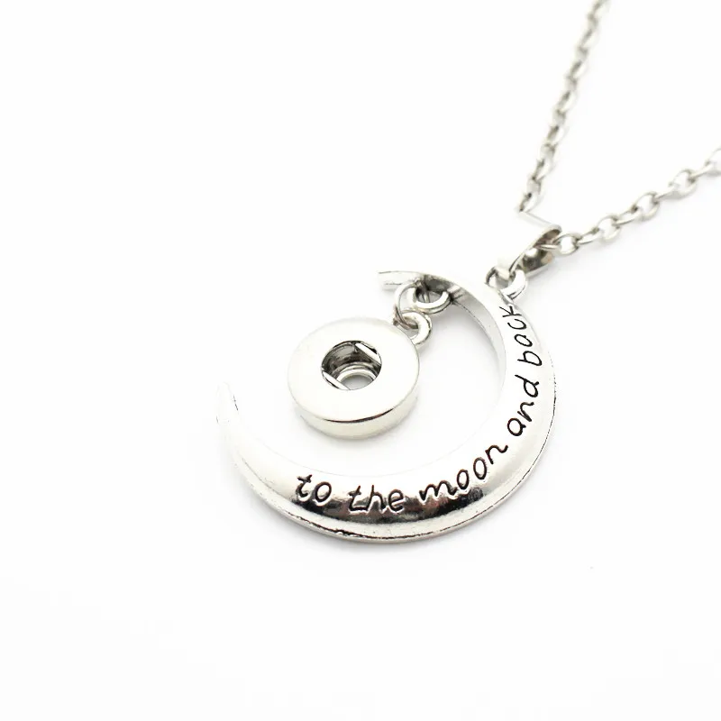 

New Style 6pcs/lot Metal Moon Pendant Replaceable Snap Necklace Fit 12mm Snap Buttons Necklace DIY Jewelry