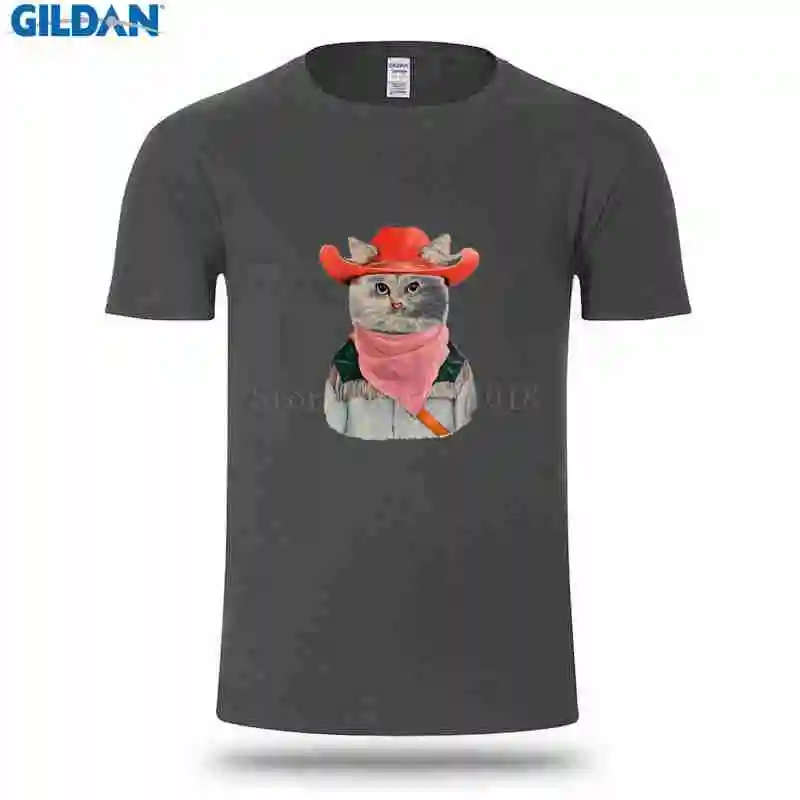 Модная футболка для Для мужчин Экипаж шеи хип-хоп топы Rodeo Cat футболки мужской