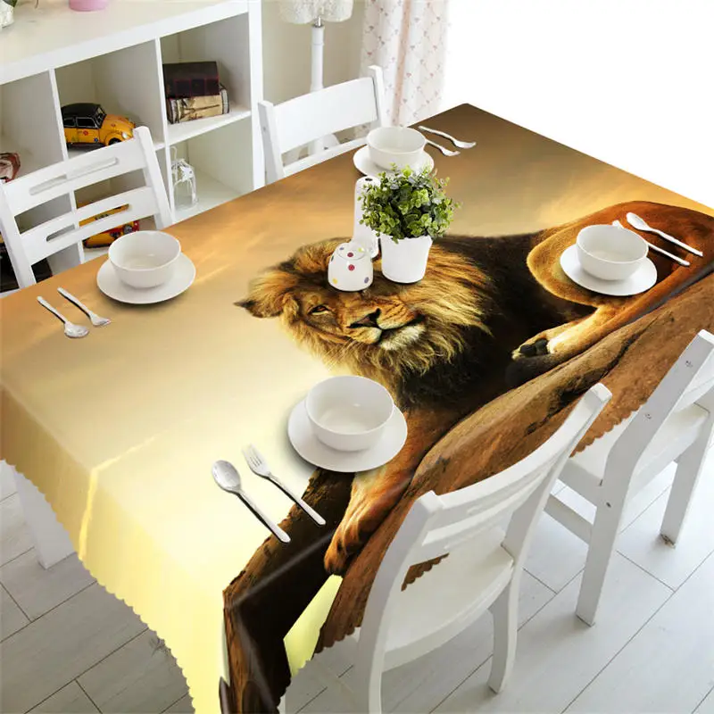 Пылезащитная скатерть из полиэстера с 3d изображением тигра и леопарда|Скатерти| |