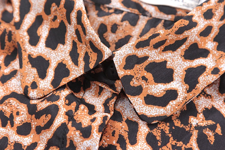 Пикантные летние Для женщин Топы корректирующие Leopard длинный рукав шифон