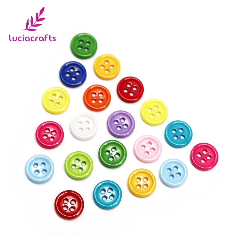 Распродажа Lucia Crafts, 50 шт в наборе 10 мм случайное смешивание круглые полимерные пуговицы с 4 отверстиями DIY для шитья, головастой формы Скрапбукинг аксессуары CE0503
