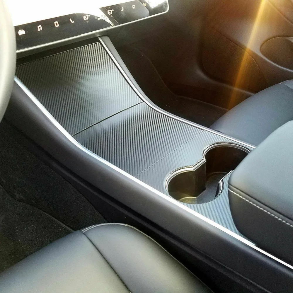 5D Carbon Fiber Center Console Wrap Vinyl Kit Black Upgrade Fit For Tesla Model 3 High Quality Free Shipping | Автомобили и