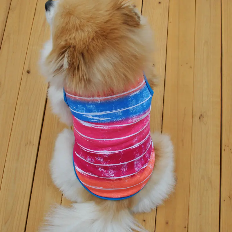 Дешевая дышащая хлопчатобумажная одежда для домашних питомцев, летняя повседневная камуфляжная жилетка для собак, футболка для маленьких собак