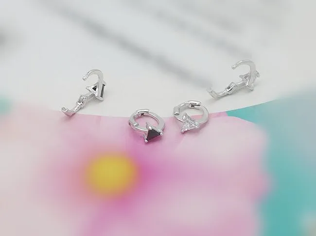 Серьги из серебра 925 пробы модные треугольные маленькие серьги с пряжкой для ушей