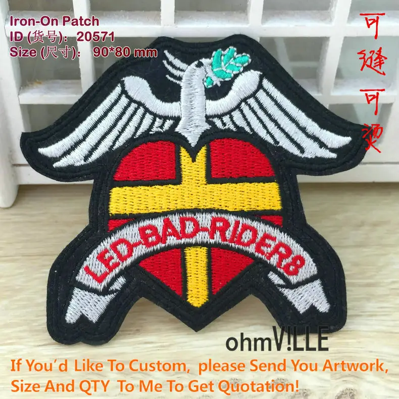 2016 настоящая нашивка для продажи Led Bad Riderb футболка нашивки вышивка парчи