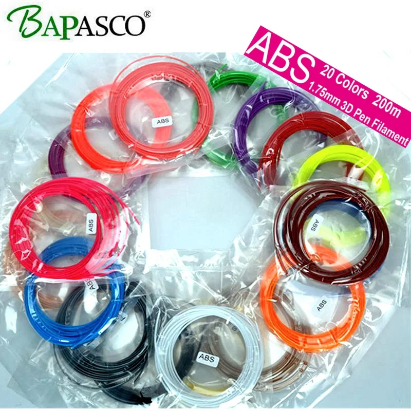 Bapasco 20 видов цветов м/упак. 200 м/компл. 3D ручка накаливания ABS 1 75 мм Пластик