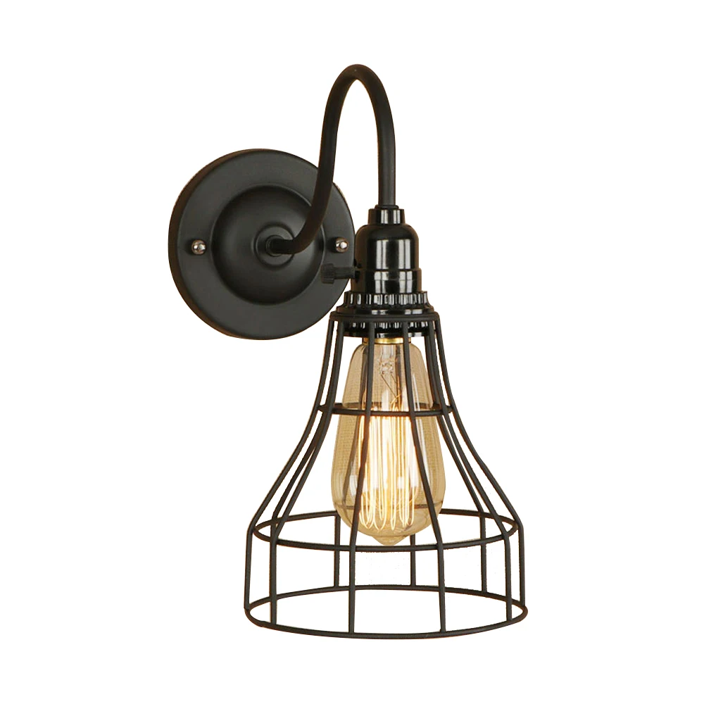 Винтажный Железный окрашенсветодиодный черный настенный светильник E27 в стиле