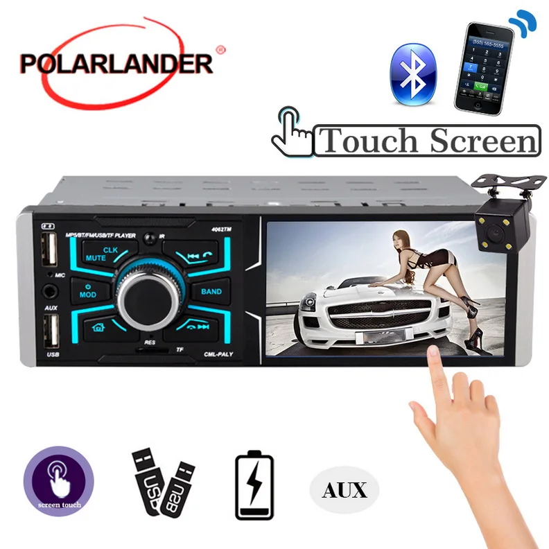 Автомагнитола 1din 4 1 дюйма сенсорный экран HD AUX FM-радио Bluetooth Mirrorlink Din автомобильное