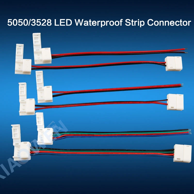 2Pin 4pin 8 мм 10 RGB Одноцветный провод без пайки Угловой коннектор кабель адаптер для