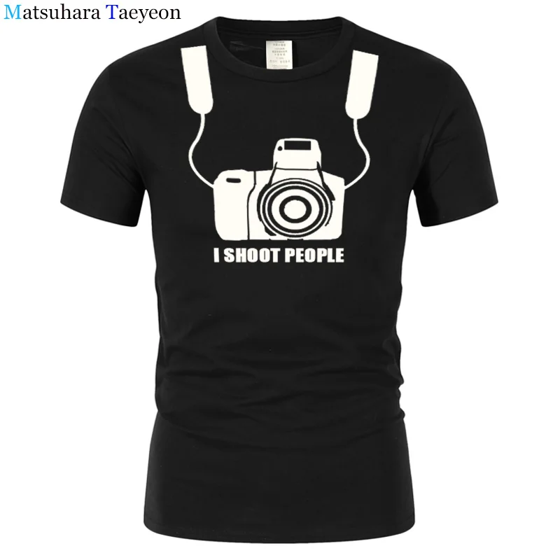 Мужская футболка с круглым вырезом и коротким рукавом I Shoot People Adult забавная для