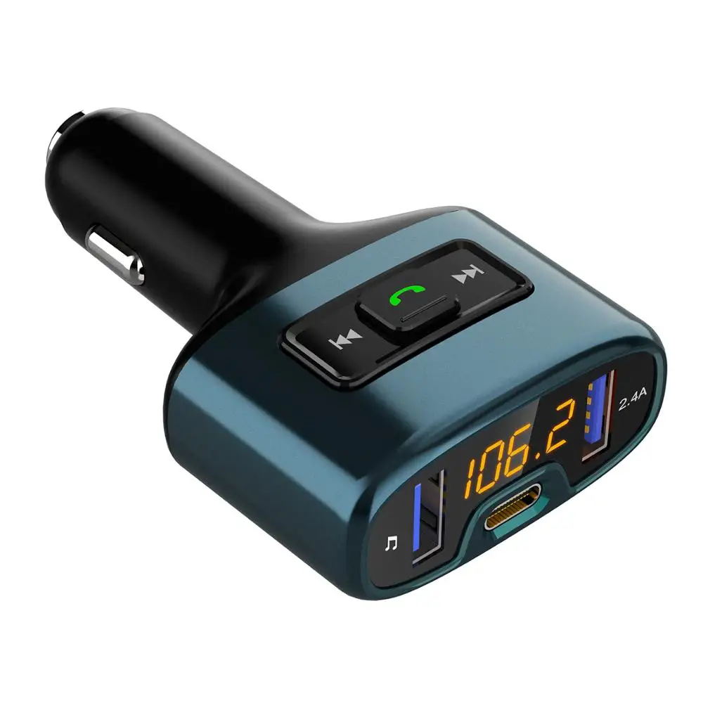 C52S автомобильный беспроводной комплект громкой связи Bluetooth fm-передатчик Автомобильный MP3-плеер тип-c PD 18 Вт Быстрая зарядка Аудио двойной USB Автомобильное зарядное устройство