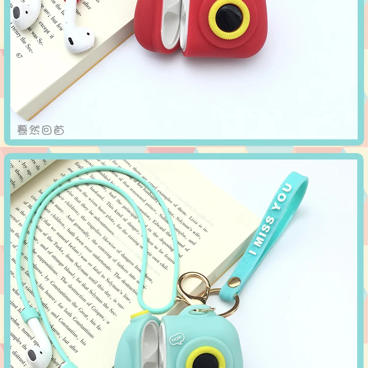 Силиконовый чехол для Apple Airpods, милый чехол, защитная крышка, Bluetooth, Беспроводная зарядка для наушников, чехол, сумки, защита от потери камеры