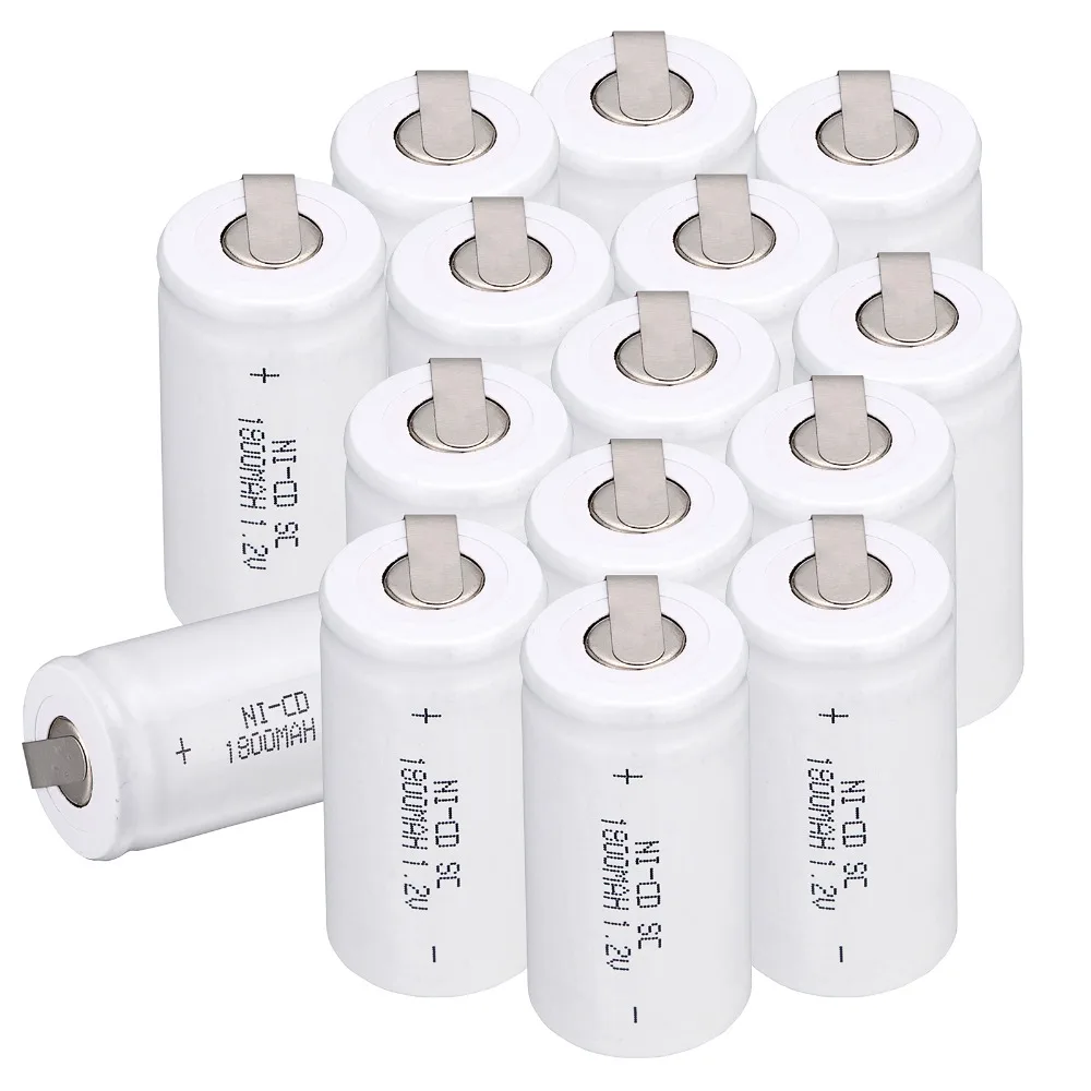 

15 PCS 1800 mah SC Ni-CD rechargeable battery -white color 4.25*2.2cm