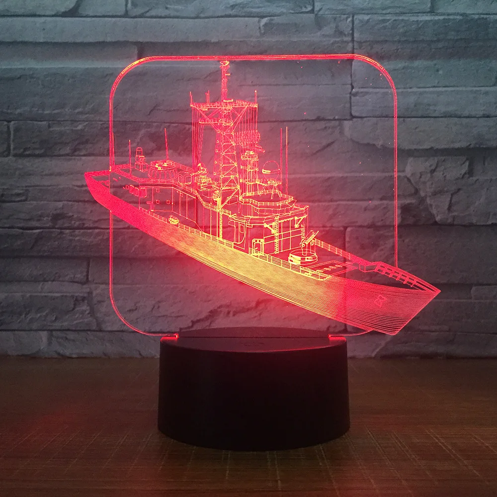 

Destroy Ship 3D Desk Lamp LED Night Light Acrylic Bulbing Optical Illusion Table Lumineuse Baby Nightlight Veilleuse DropShip