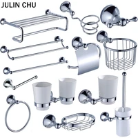 Chrome Bathroom Hardware Sets Brass Toilet Brush Holder Roll Paper Towel Shelf Shower Soap Dish Wall Hooks Hairdryer Holders