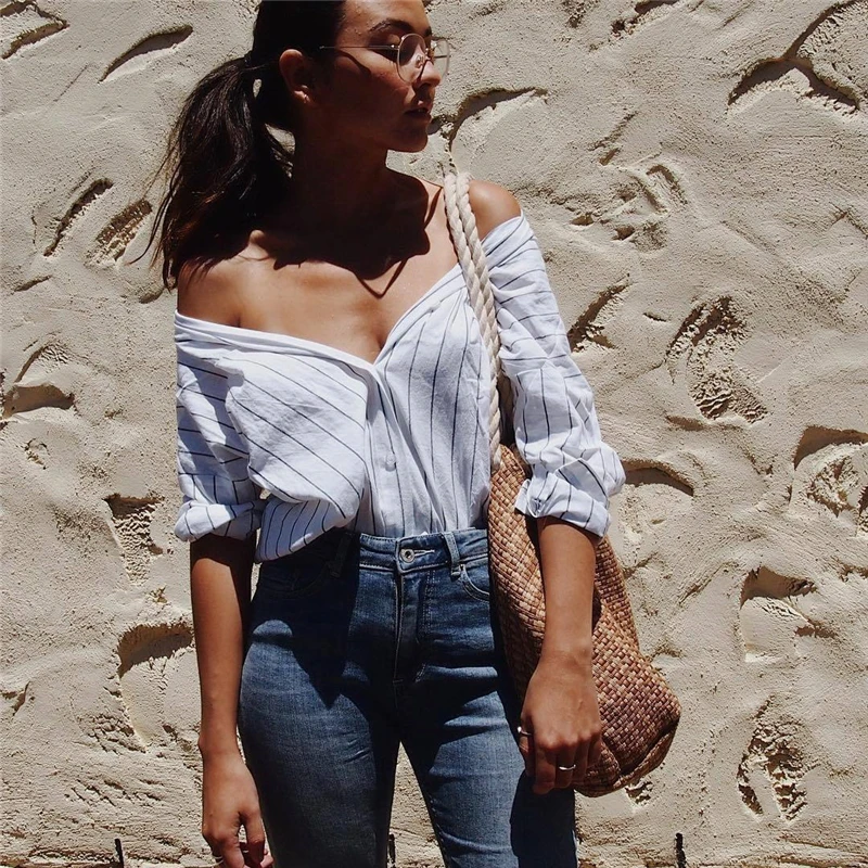 Canis Fashion Для женщин леди лето с длинным рукавом Свободная блузка Повседневное