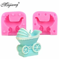 mujiang 3d baby stroller soap silicone candle mold baby birthday cake decorating fondant molds candy chocolate gumpaste moulds