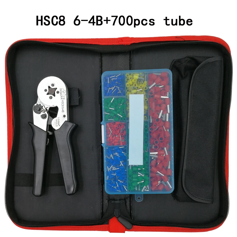 Цвета комплект HSC8 6-4B 0,25-6mm2 обжимные клещи HS1041 Многофункциональный зачистки резки проволоки плоскогубцы костюм 700 шт./кор. видеотерминал инструменты