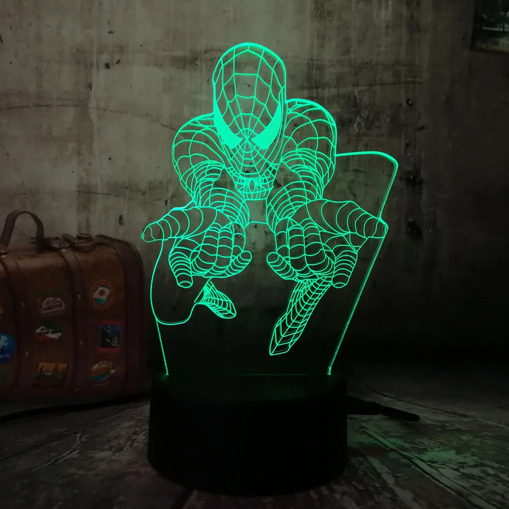 Комиксов Marvel мстители Человек паук и с несколькими Цвет 7 цветов 3D RGB светодиодный