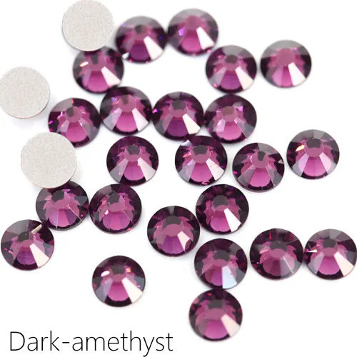 Dark-amethyst 1440 шт блестящие стразы с кристаллами SS3 до SS34, не Горячие Стразы с плоской задней стороной для клея одежды, камень для дизайна ногтей B0993 - Цвет: Dark-amethyst