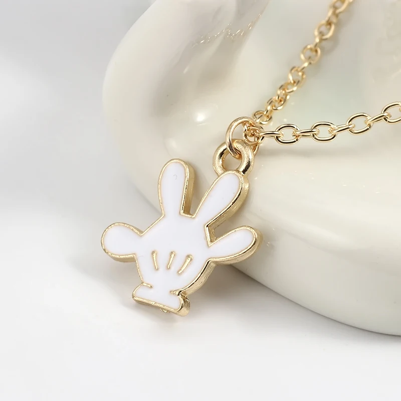 DIY модная подвеска в форме руки мультфильм Микки Перчатки ожерелье из золотой цепочки и подвески для женщин год унисекс подарок дропшиппинг