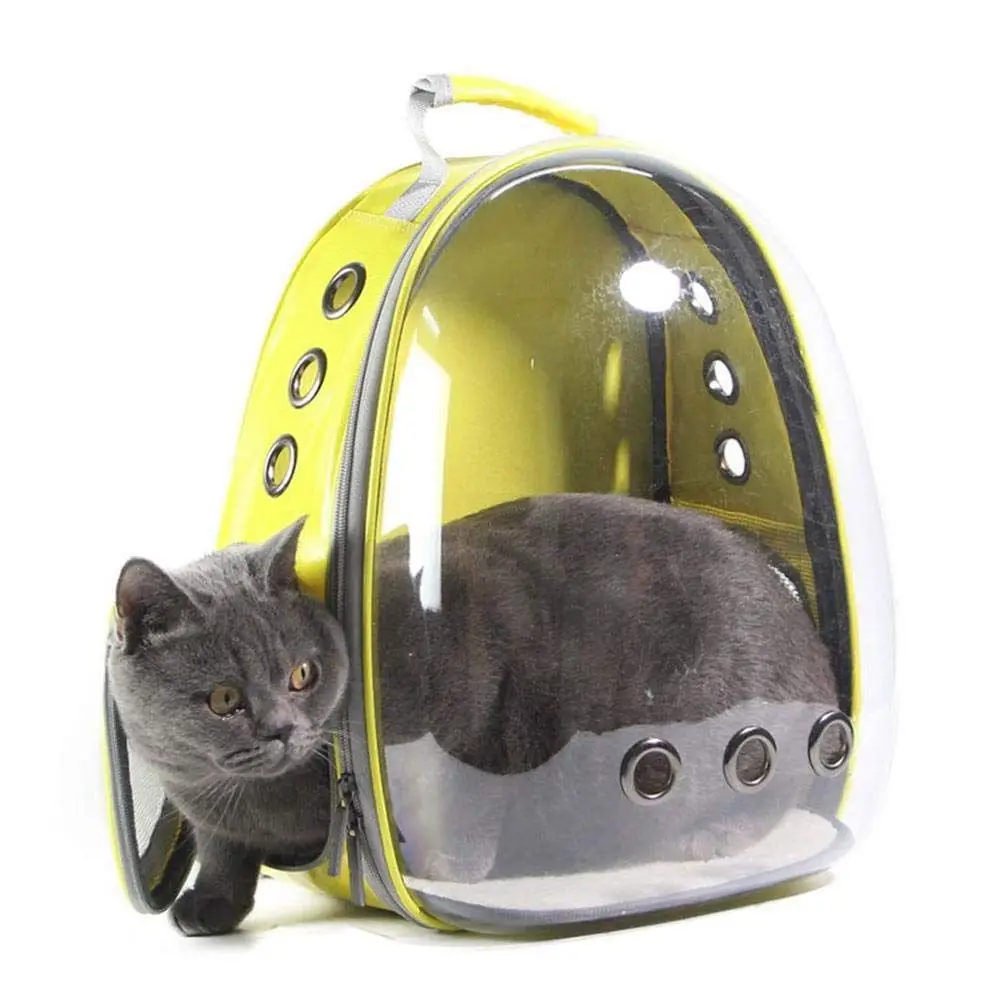 Yellow Переноска для домашних собак, рюкзак, прозрачная сумка для кошек, собак, уличная походная дорожная сумка, переноска для домашних животных в форме капсулы, сумка - Цвет: Yellow