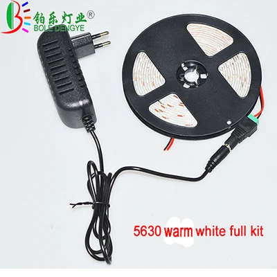 warm white full kit 5 м 300 светодиодный s полосы света комплект с Питание, супер яркий 12 В светодиодный ленты,-водонепроницаемый, 2835 SMD 3000 К теплый белый освещение - Испускаемый цвет: warm white full kit