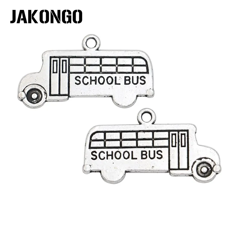 JAKONGO антикварные посеребренные Подвески в виде школьного автобуса для
