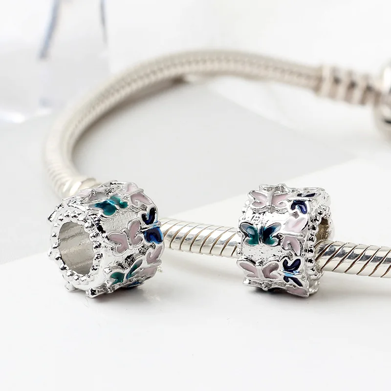 butterfly arrange Весенняя серия Цветущая Лейка Слон Бабочка крыло Шарм Подходит Pandora браслет цветок шарик DIY ювелирные изделия - Цвет: butterfly arrange