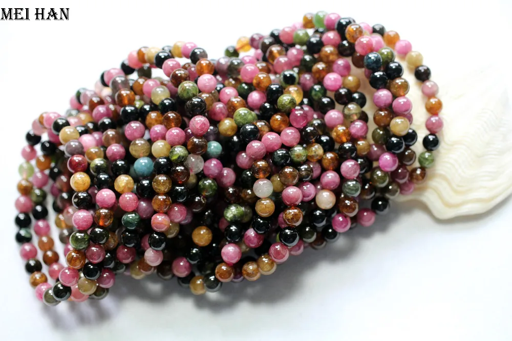Meihan(approx24beads/набор) 7-7,5 мм натуральный А+ турмалин браслет для женщин браслет ювелирные изделия DIY дизайн