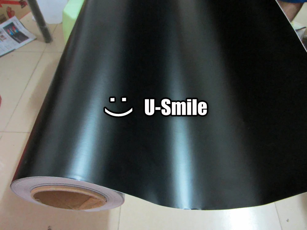 Черная атласная виниловая пленка черная Виниловая без воздуха для автомобиля