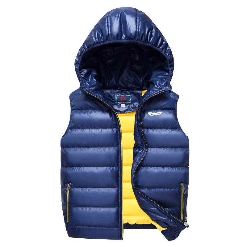 Новый Зимний Детский жилет с капюшоном для мальчиков и девочек Теплая Флисовая