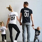 Футболки для всей семьи, 1 шт. одинаковые рубашки для папы, мамы, дочки и сына, королева, принц, принцесса, 1 шт. одежда для короля и футболки для королевы