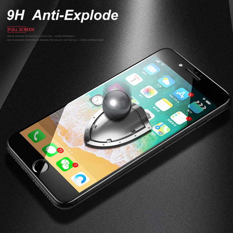 Закаленное стекло для iphone 6 S 7 8 Plus X XS полное покрытие 5D Arc Edge круглый экран