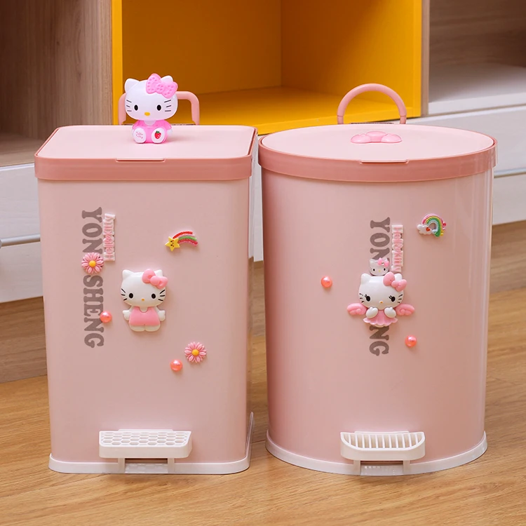 7L/9L мультяшная Милая мусорная корзина hello kitty с педалью для дома гостиной спальни кухонная корзина для мусора с крышкой пластиковое ведро розового цвета