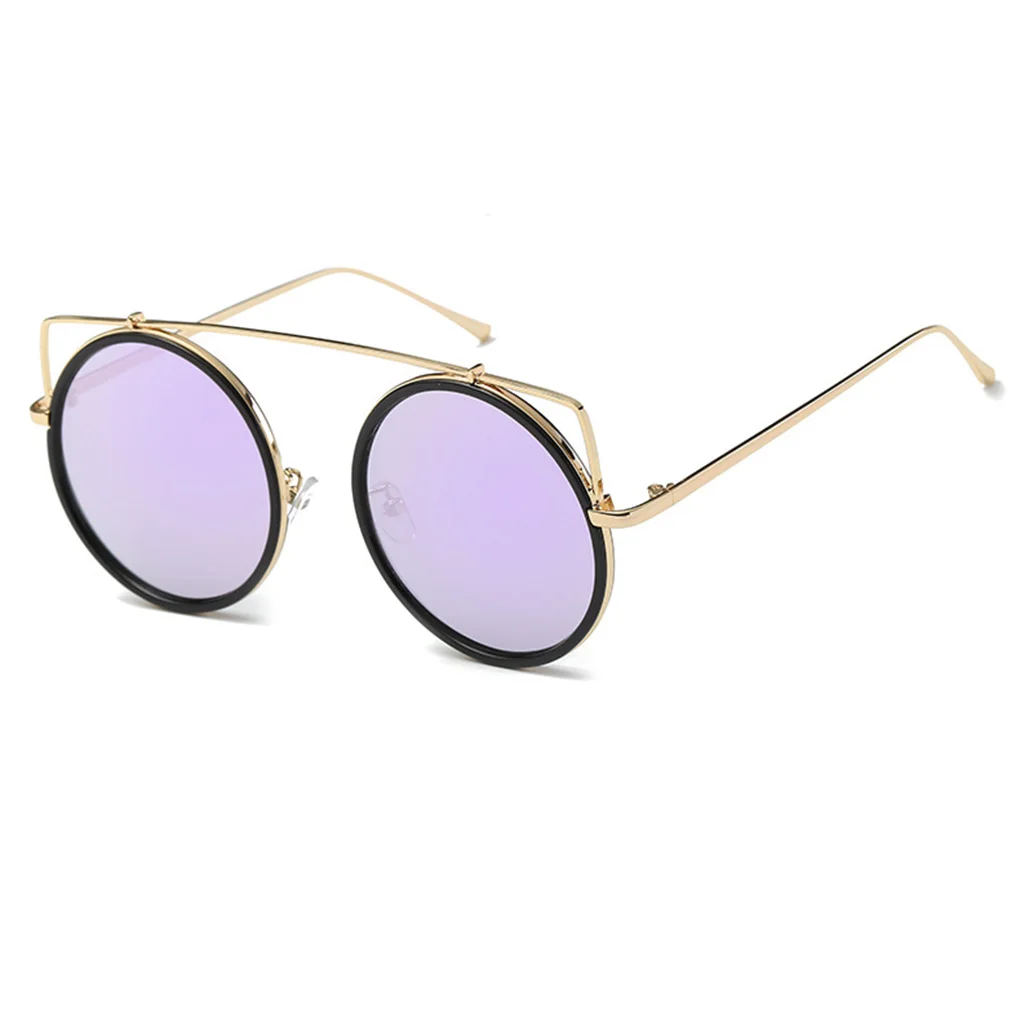 Новые Мода кошачий глаз круглый Солнцезащитные очки для женщин Для из металла