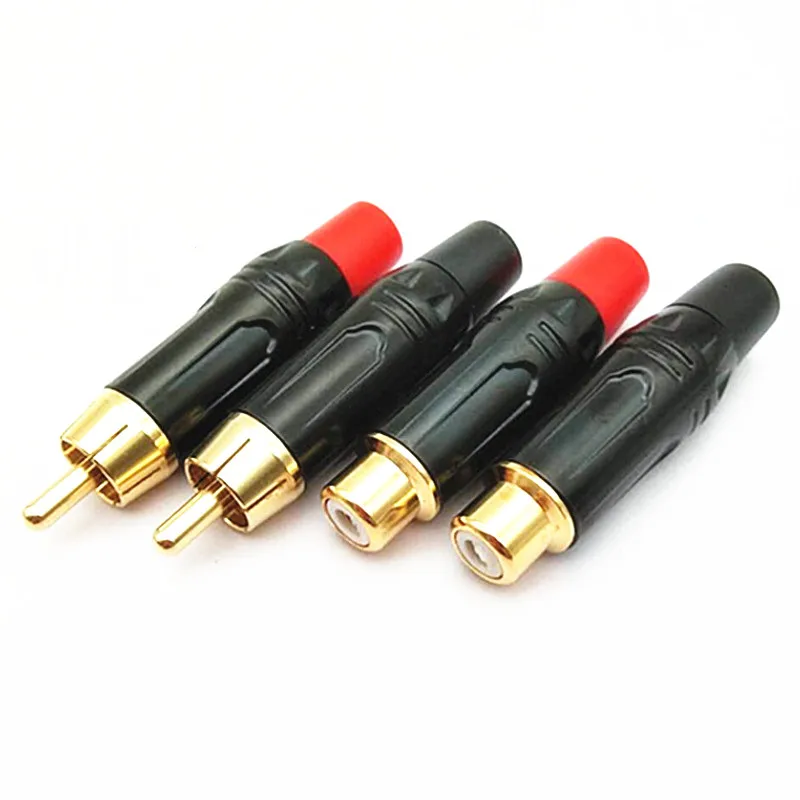 4 шт./2 пары Позолоченные аудио RCA штекер и гнездо Jack разъемы для