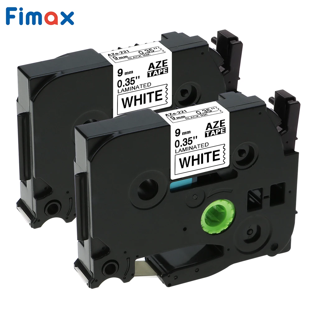 Fimax 2 упаковки совместимые с Brother TZe221 P-touch этикетка лента детской 9 мм черно-белая