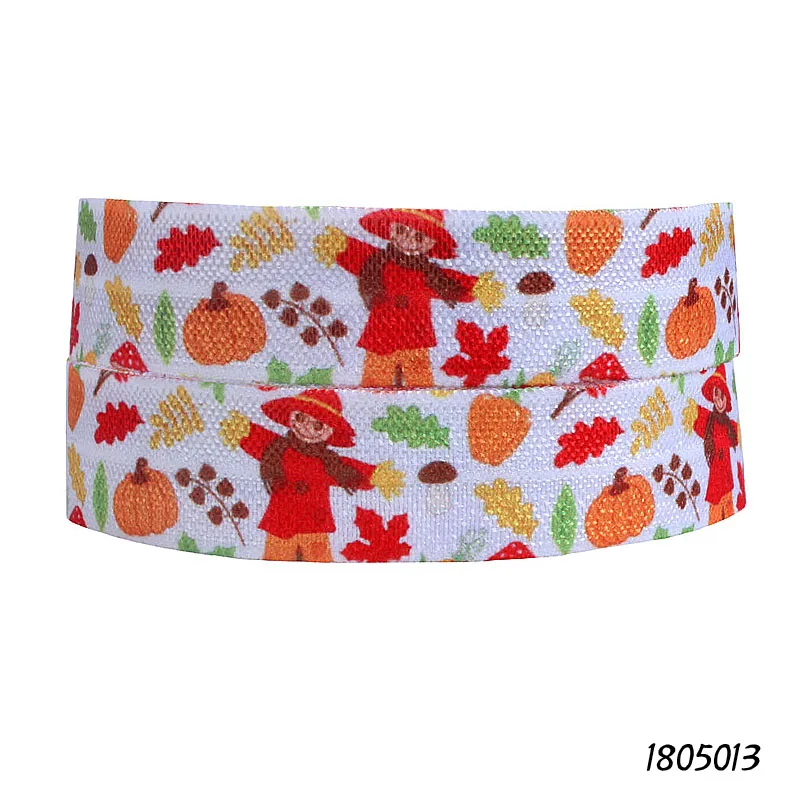 

(50 yards/lot) New arrival natural fall days field patterns printed fold over elastic ribbon for kids DIY