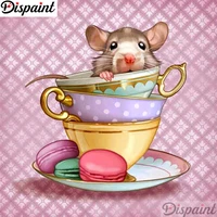 dispaint full squareround drill 5d diy diamond painting mouse cup scenery 3d embroidery cross stitch 5d home decor a12360