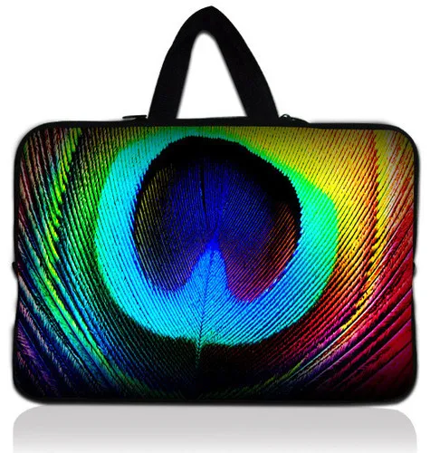 Бесплатная доставка Красочный Павлин 14 &quotрукав сумка обложка + ручка для 1&quot HP Dell