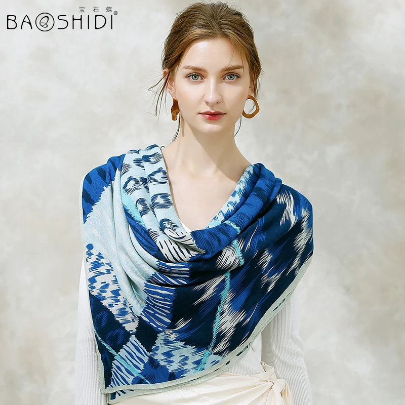 

[BAOSHIDI]2017 Fashion Designer 100% Wool Scarf,Luxury Wome Winter scarfs,Elegant square large shawl,Christmas gifts for females