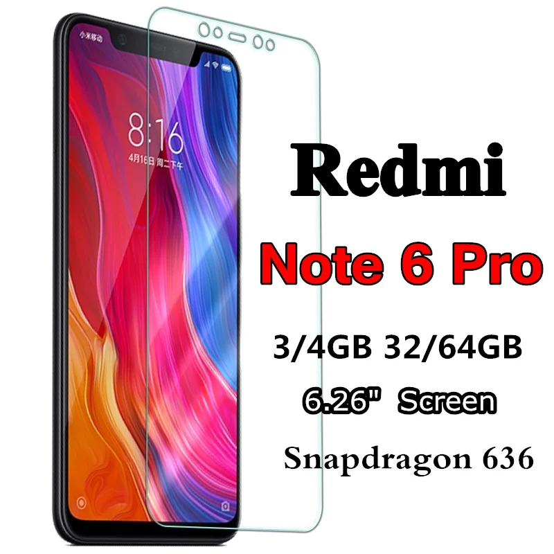 Закаленное стекло для глобальной версии Xiaomi Redmi Note 6 Pro 3/4 ГБ ОЗУ 32/64 Гб ПЗУ Смартфон