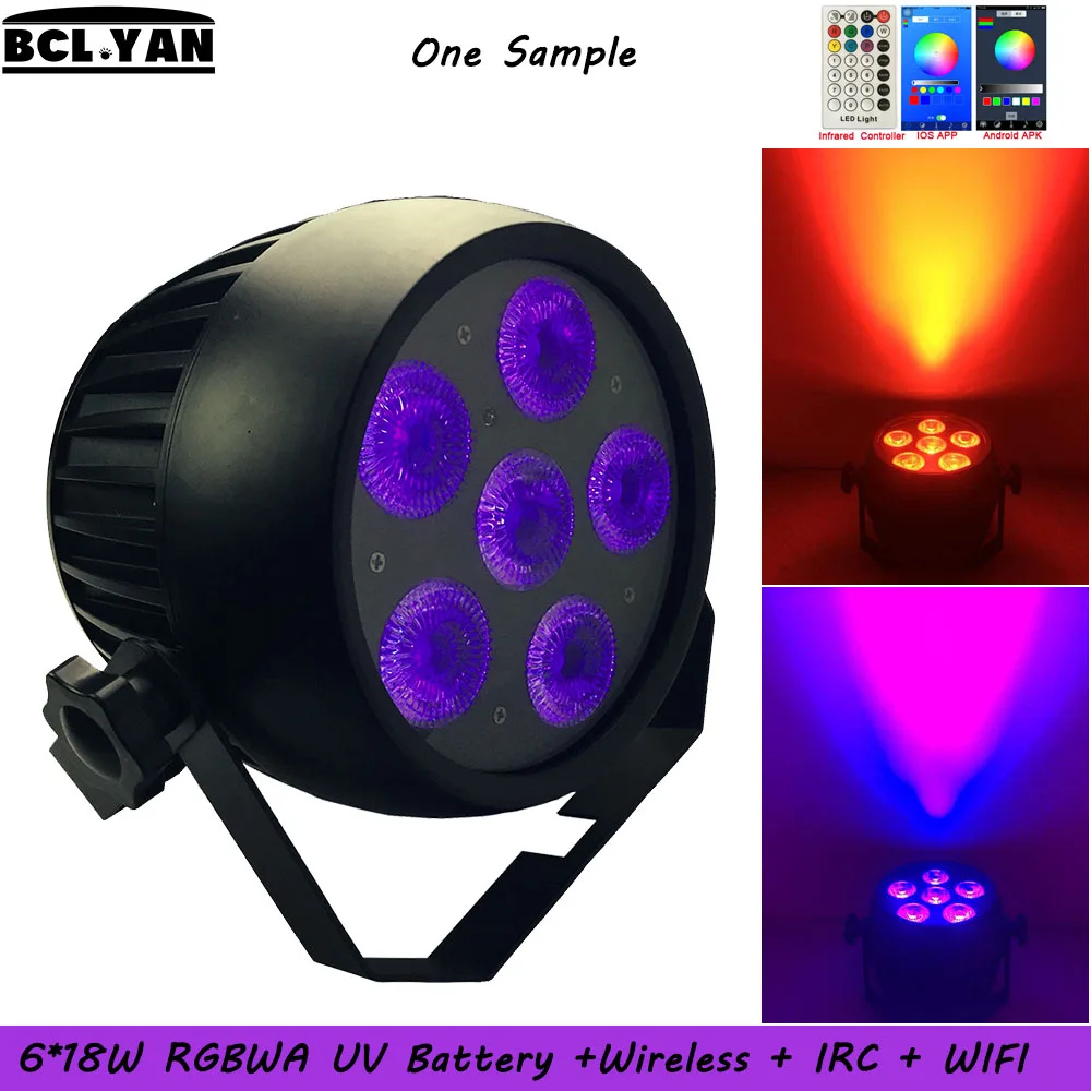 Новый водонепроницаемый RGBWA (UV) 6 в 1WiFi смарт OLED Аккумулятор беспроводной dmx par Led