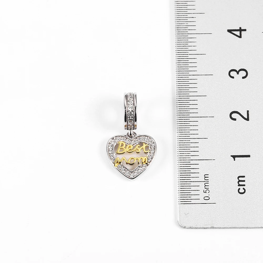 Подвеска в виде сердца с надписью Mom Fit Pandora Браслеты Подвески Серебро 925