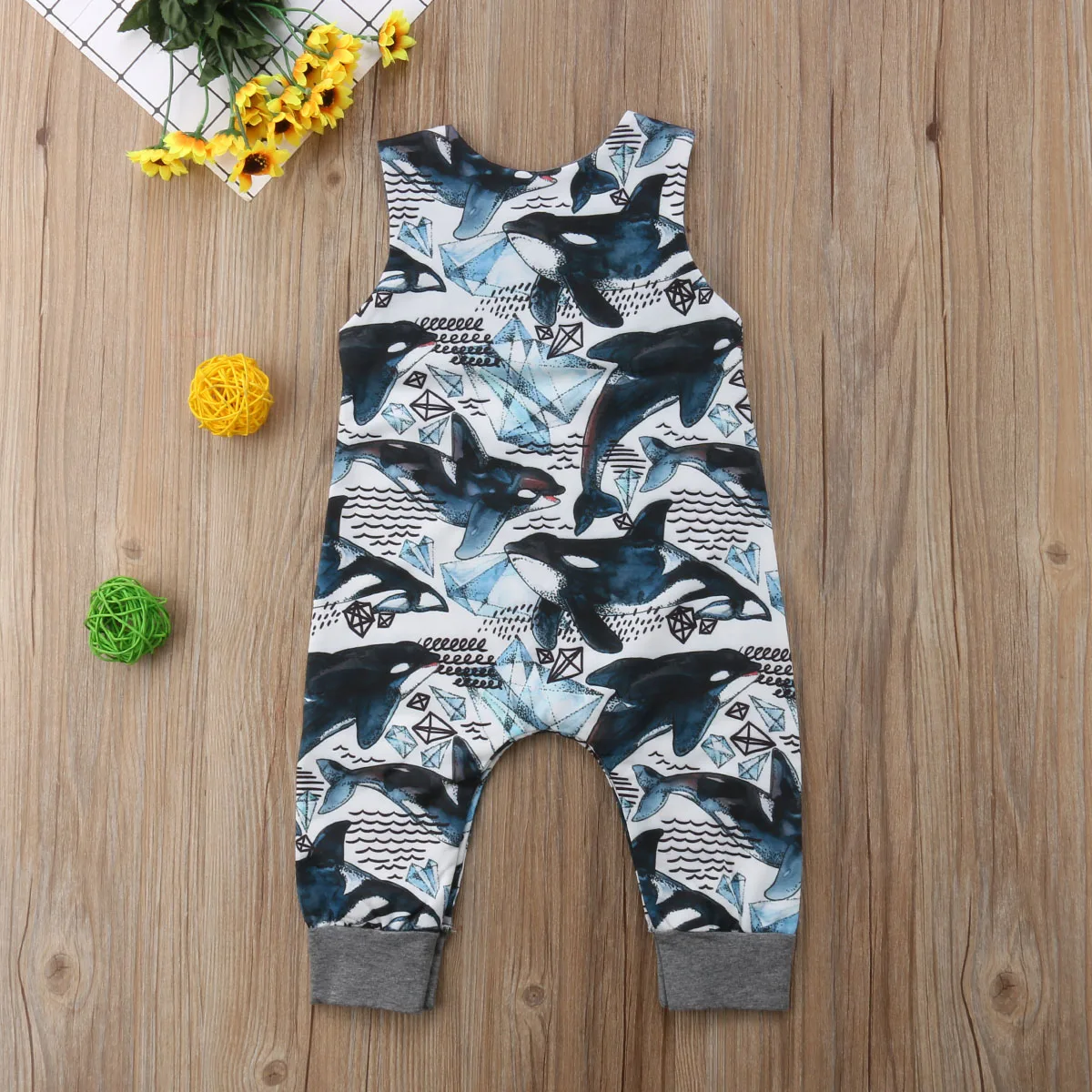 Sleeveless Kids Baby Boys Girls Dolphins Rompers Jumpsuit Playsuit Infant Newborn clothes | Детская одежда и обувь