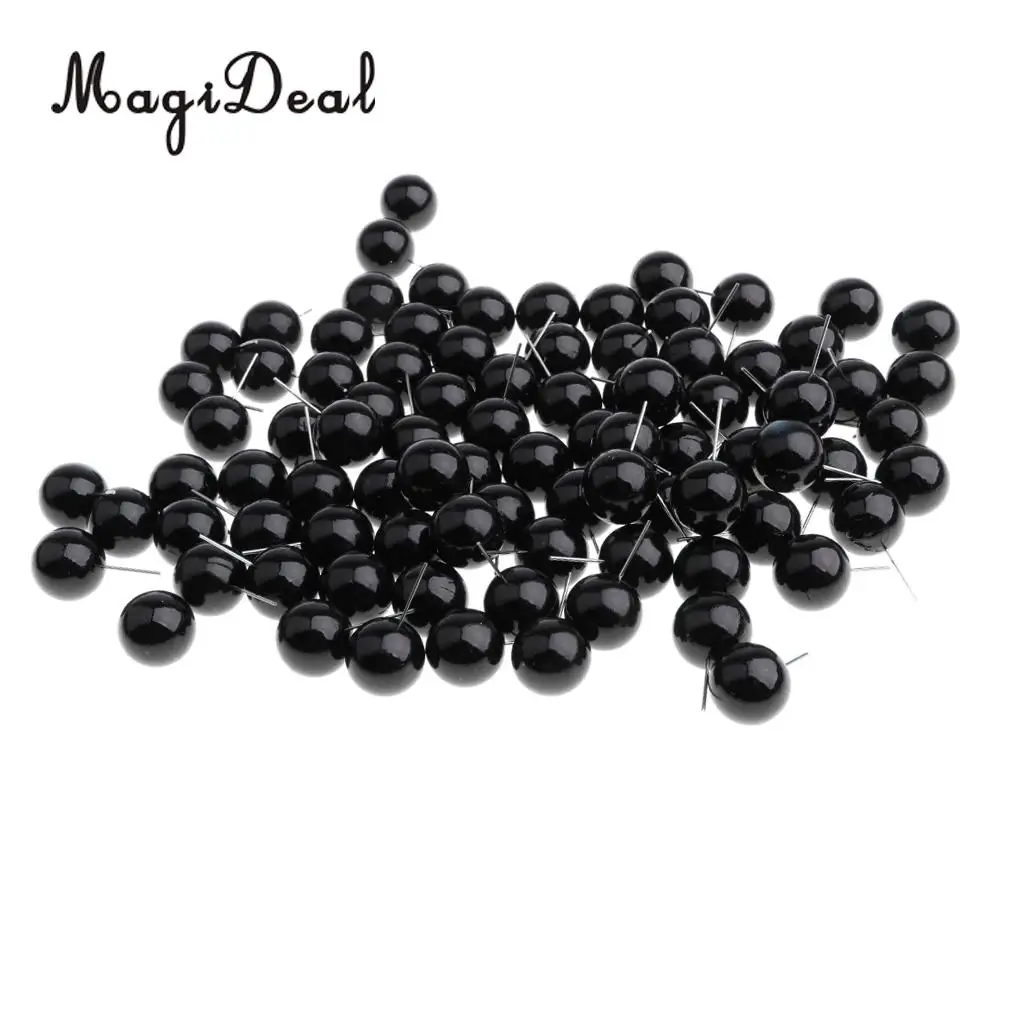 MagiDeal 100 шт./компл. Черный стеклянная кукла глаза для иглы для валяния медведя кукол куклы-7 размеров, для детей в возрасте от 4 до 14 лет мм - Цвет: 14mm