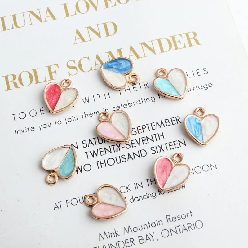 10 шт. маленькая любовь Эмаль Подвески браслет в форме сердца Результаты Подвеска