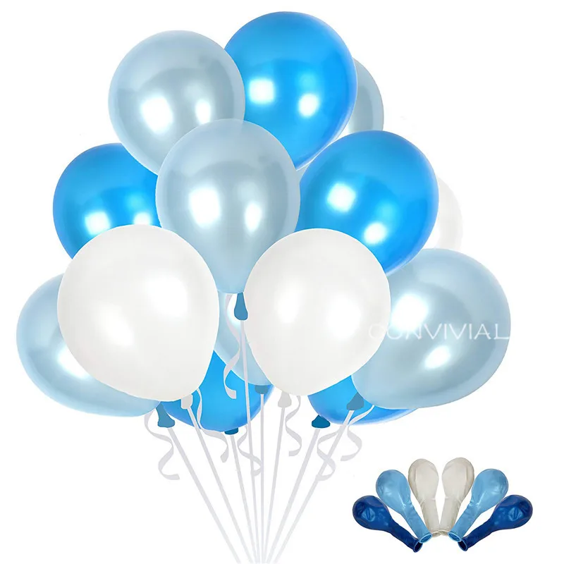 Blue LightBlue White 50 шт. розовый латексный воздушные шары для свадьбы вечеринки украшения гелиевые шарики для вечеринок с днем рождения Новогодние Детские праздничные принадлежности украшения - Цвет: Blue LightBlue White