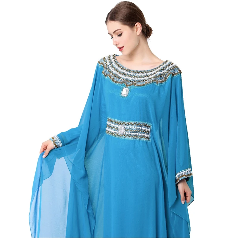 Женские туфли с вышивкой длинные рукава в мусульманском арабском платье